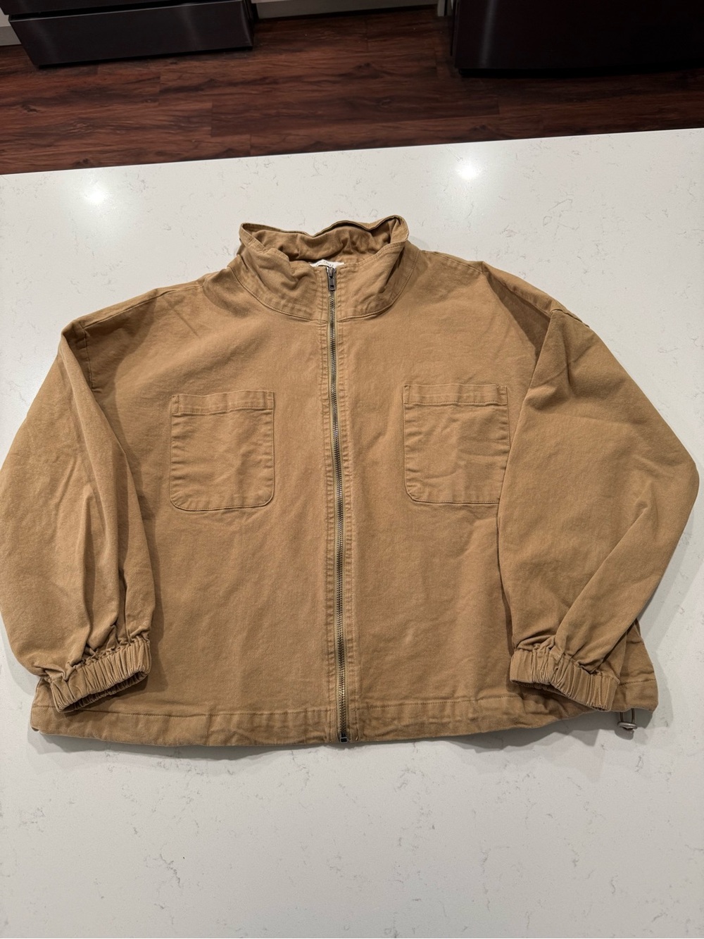 12th Tribe Tan Utility Zip-Front Women's Oversized Jacket. Size XS - Picture 2 of 10